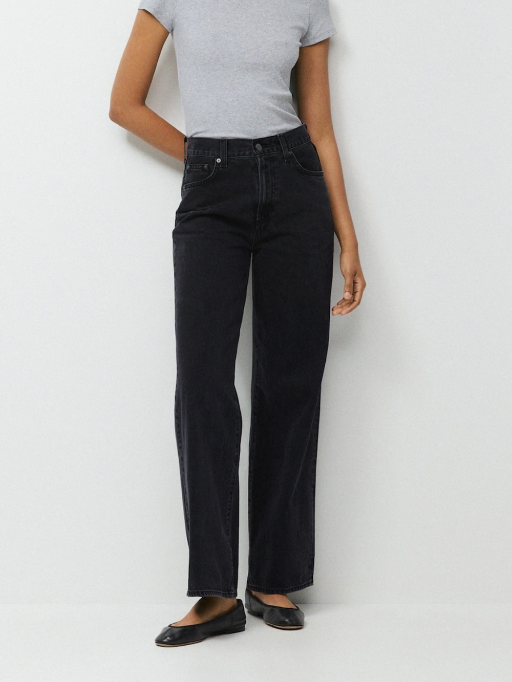 Aritzia Denim Forum The Farrah High Rise Wide Leg Jeans Size 26 Black